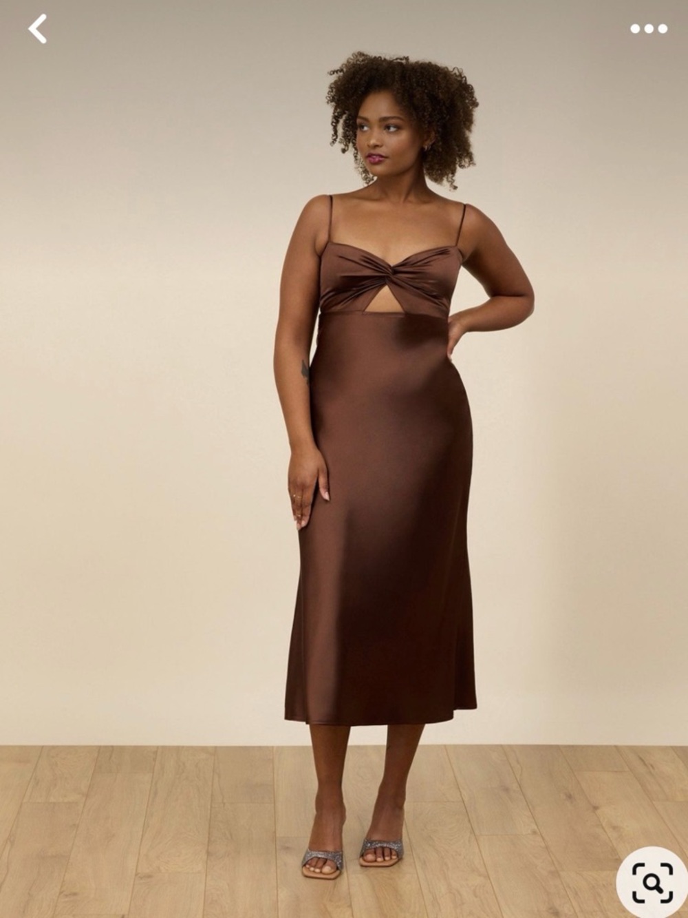 Park & Fifth Aletta Midi Dress in Chocolate Satin size medium